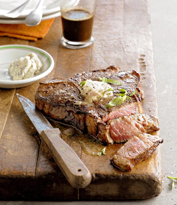 Stout-soaked porterhouse with beer butter