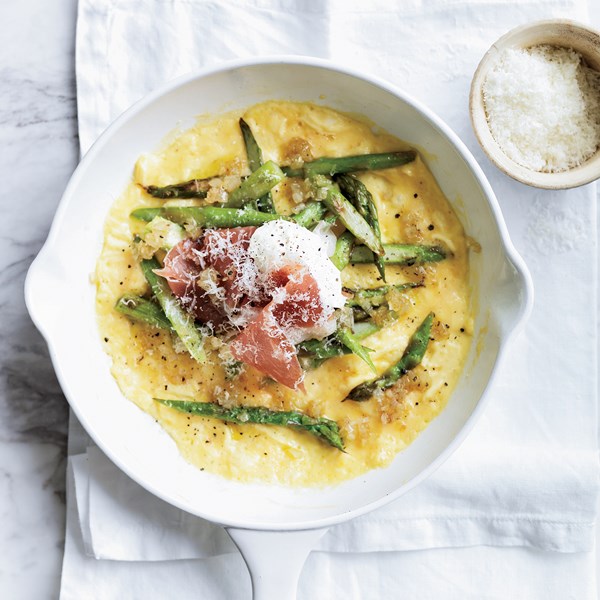 Stovetop asparagus frittata [Nancy Silverton]