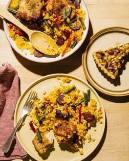 Stovetop chicken and chorizo paella