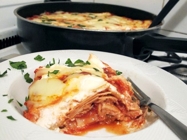 Stovetop chicken lasagna