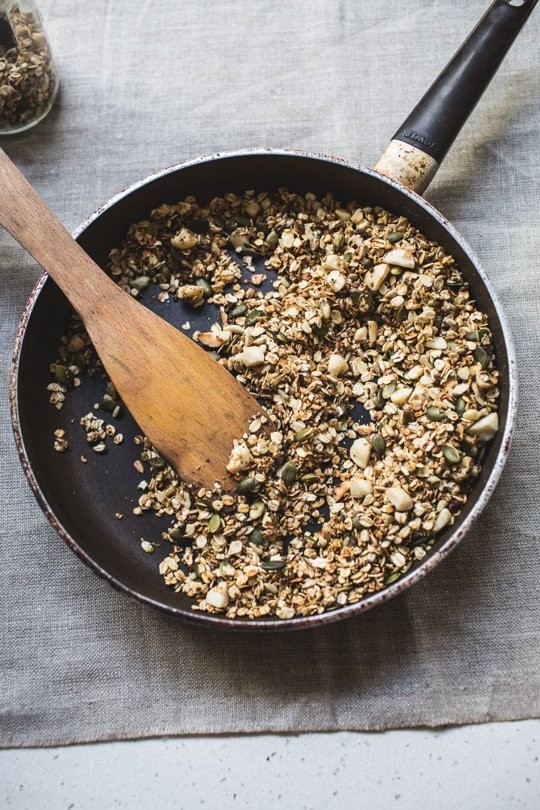 Stovetop maple macadamia granola