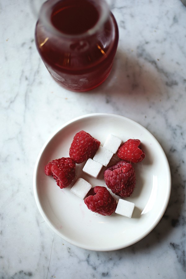 Stovetop raspberry shrub