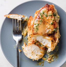 Stovetop-roasted chicken with lemon-herb sauce