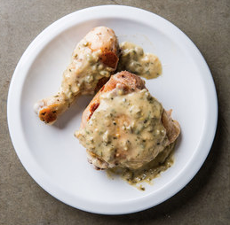 Stovetop-roasted chicken with lemon-caper sauce