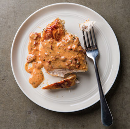 Stovetop-roasted chicken with lemon-sun-dried tomato sauce