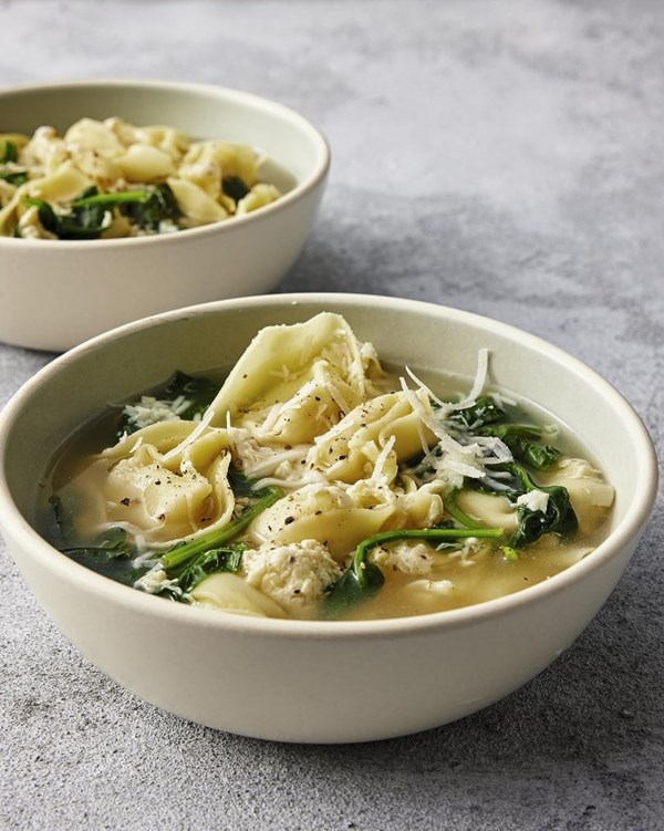 Stracciatella tortellini soup
