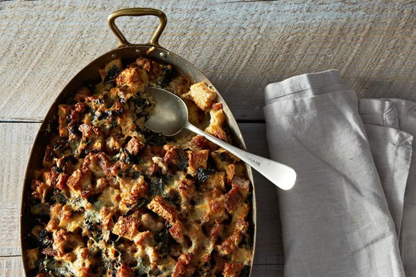 Strata with sausage and greens