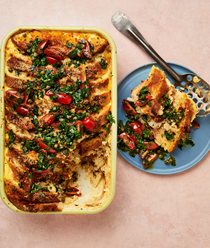 Strata with tomatoes and capers
