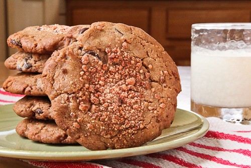 Strawberries and cream chocolate chip jumbo cookie