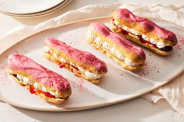 Strawberries and cream éclairs