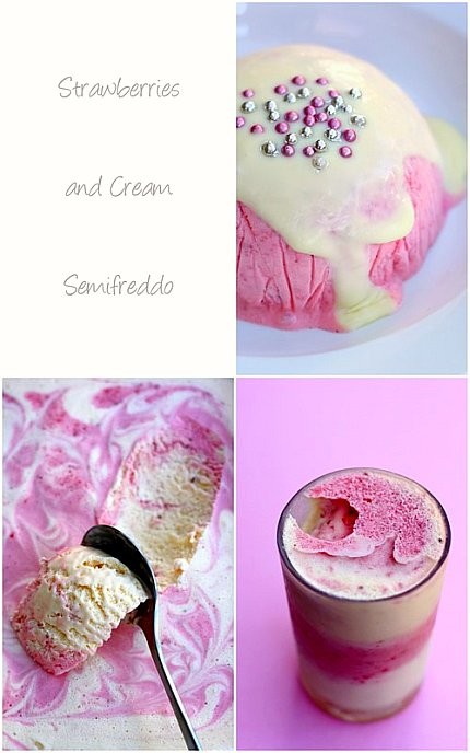 Strawberries and cream semifreddo