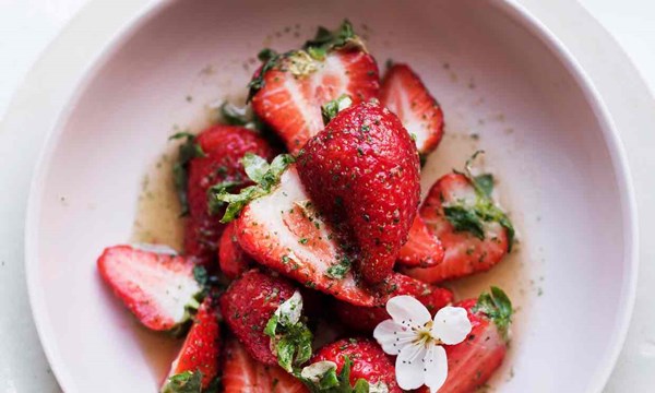 Strawberries, elderflower, mint and ginger