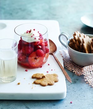 Strawberries in Champagne with crème Chantilly