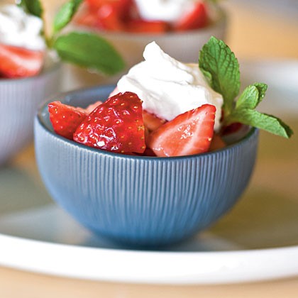 Strawberries in Meyer lemon syrup