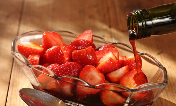 Strawberries macerated in vino cotto