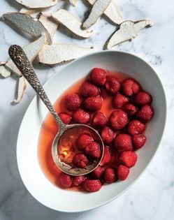 Strawberries poached in birch polypore syrup [David Bennett]