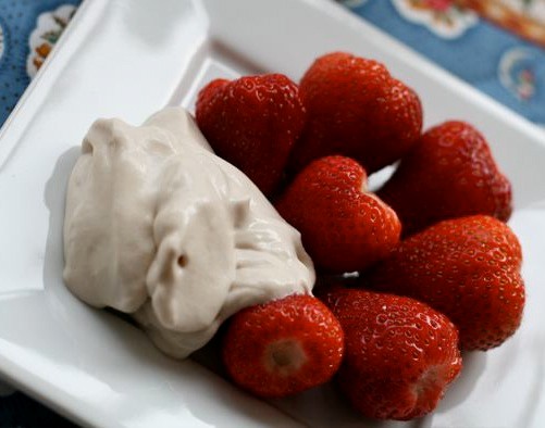 Strawberries with balsamic whipped cream