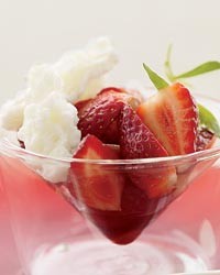 Strawberries with buttermilk ice and balsamic vinegar