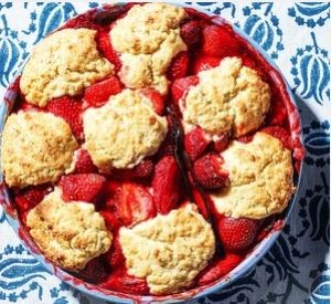 Strawberry & elderflower cobbler