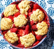 Strawberry & elderflower cobbler