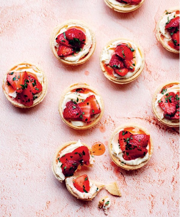 Strawberry & kawakawa tarts