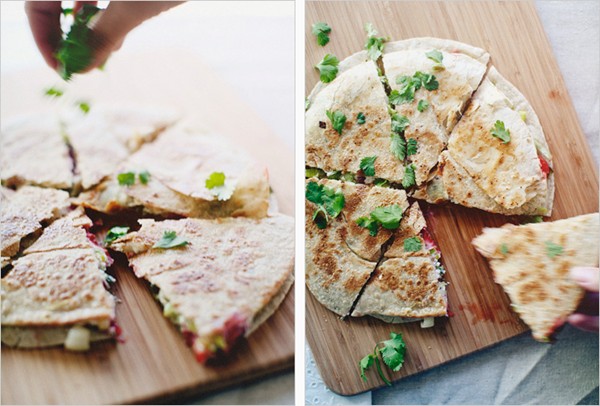 Strawberry + leek quesadillas