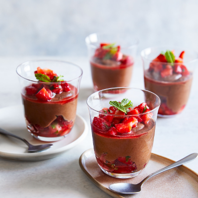 Strawberry & mint chocolate mousse