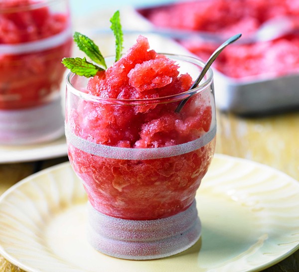 Strawberry & mint granita