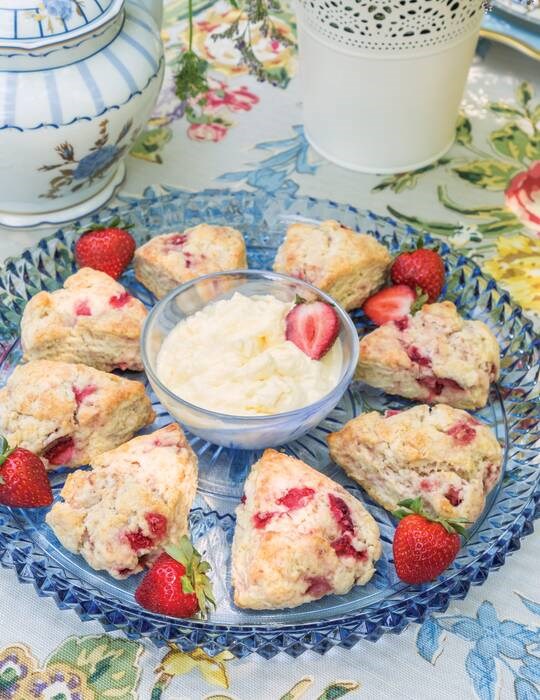 Strawberry & orange blossom scones