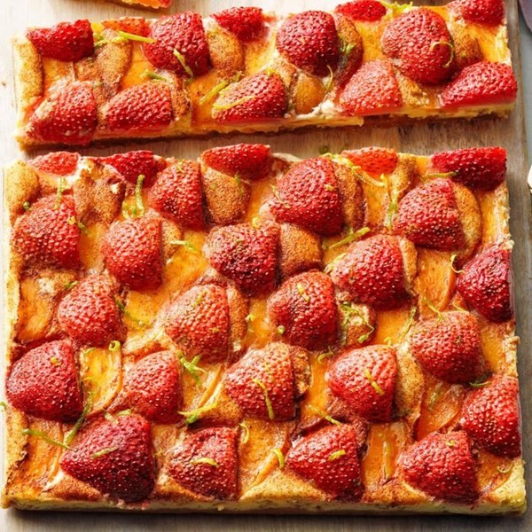 Strawberry & peach lime custard bars