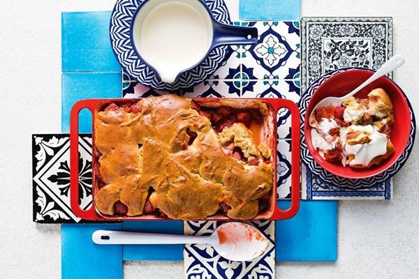Strawberry & rhubarb cobbler