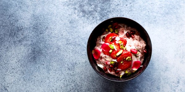 Strawberry & rose chia pudding bowl