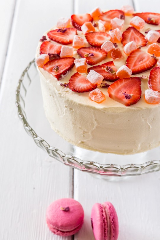 Strawberry & rose tres leches cake