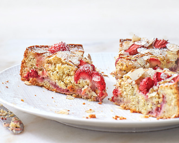 Strawberry almond poppy seed cake
