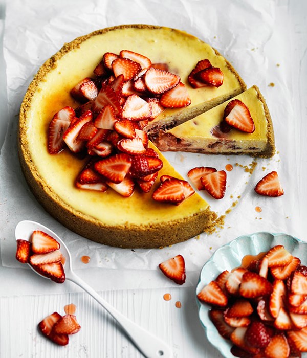 Strawberry and almond cheesecake