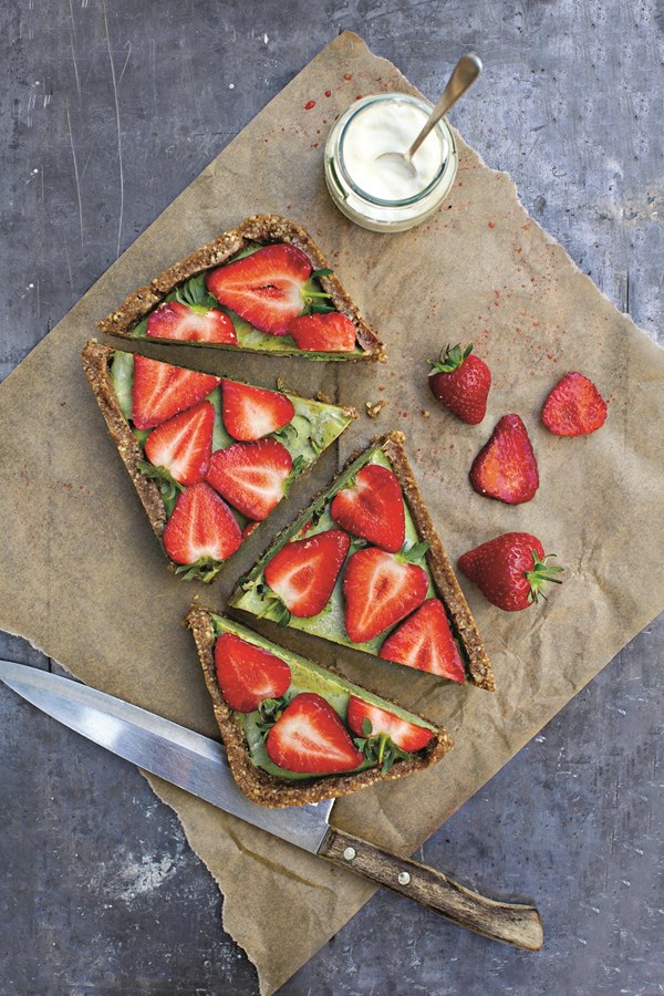 Strawberry and basil cheesecake