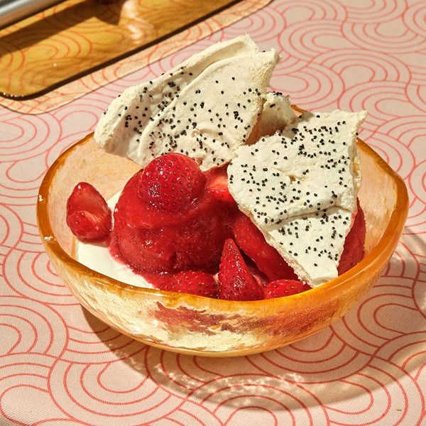 Strawberry and Campari sorbet sundae