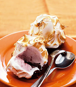 Strawberry and chocolate baked Alaska