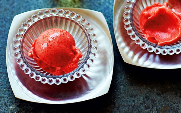 Strawberry and elderflower sorbet