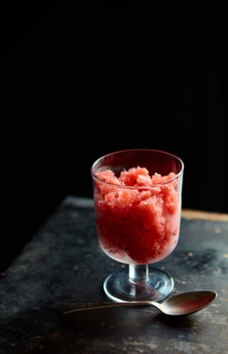 Strawberry and grains of paradise granita
