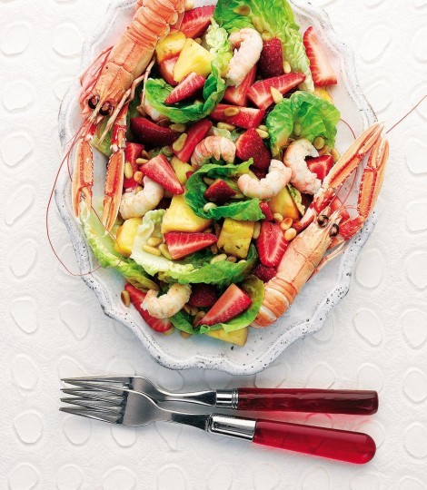 Strawberry and langoustine salad