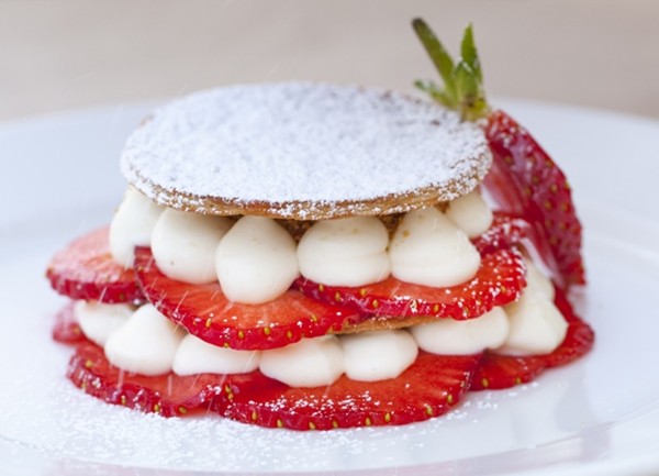 Strawberry and macadamia mille-feuille