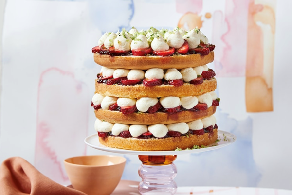 Strawberry and makrut lime mojito cloud cake