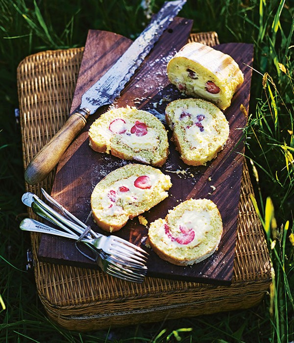 Strawberry and mascarpone rolled sponge