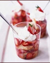 Strawberry and mascarpone trifles with Riesling syrup