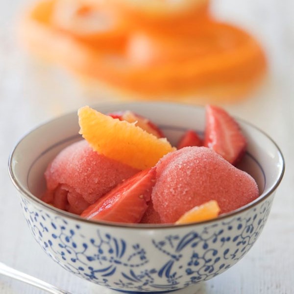 Strawberry and orange sorbet