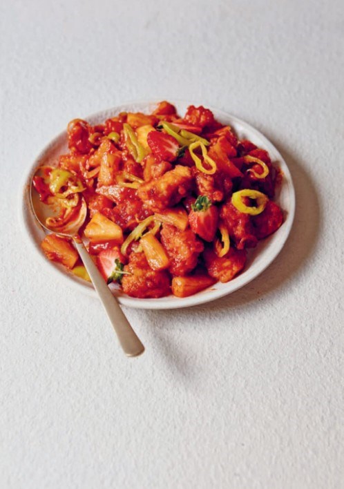 Strawberry and pineapple sweet and sour chicken