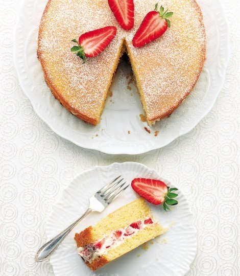 Strawberry and polenta shortcake