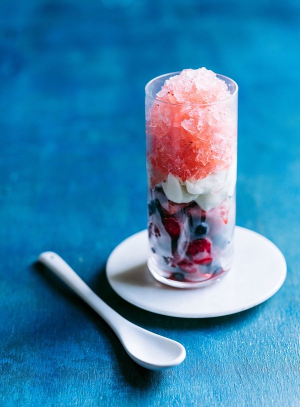 Strawberry and Prosecco granita