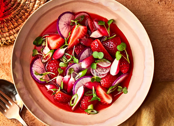 Strawberry and radish aguachile